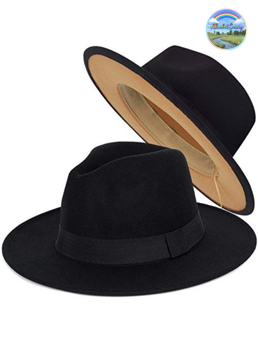 Felt Fedora Hat Wide Brim Two Tone Panama Dress Hat Adjustable